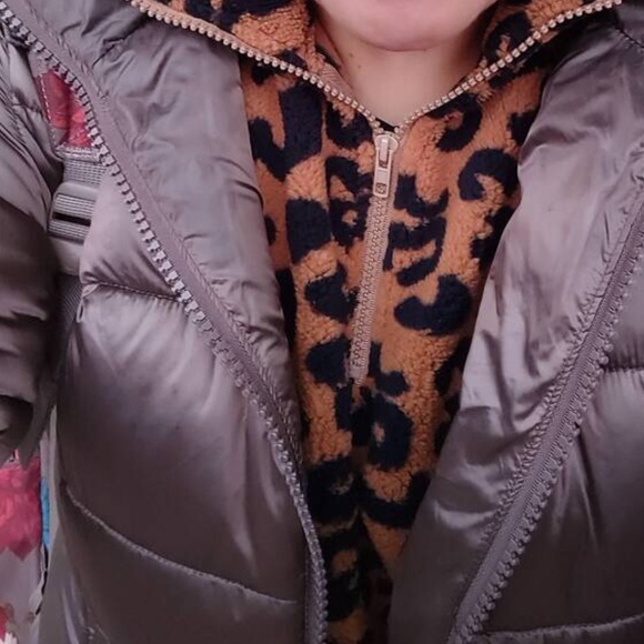 Leopard fleece zip up sweater L - Picture 6 of 8